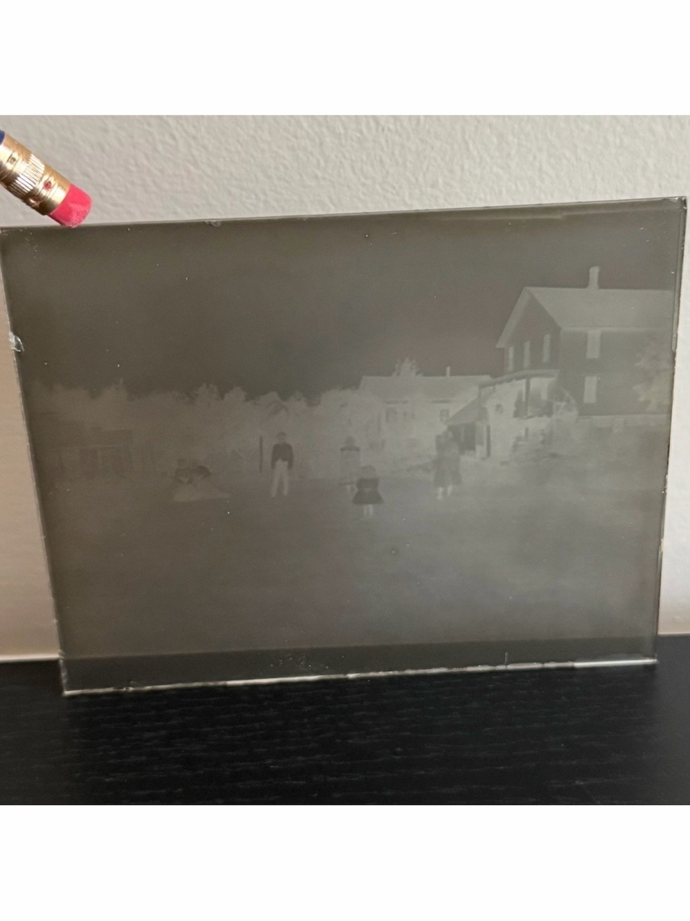 Antique Glass Plate Negative People Adults Children Outdoors 1800s 1900s